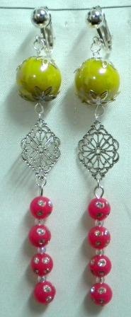 Beads dangle clip on earring