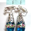 Woman Jewelry Floral lampwork dangle earring