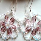 Handmade crystal rose flower dangle earring