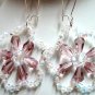 Handmade crystal rose flower dangle earring
