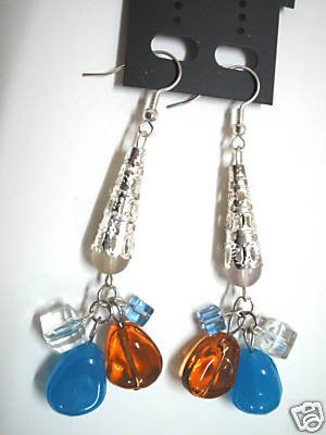 Glass beads dangle earring