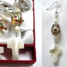 Handmade lampwork cross dangle earring