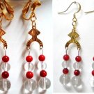 Handmade Charm coral quartz dangle earring earring 2-3/4"