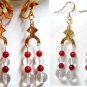 Handmade Charm coral quartz dangle earring earring 2-3/4"