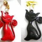 Cat bead dangle clip on earring