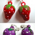 Fruit strawberry girl clip on earring
