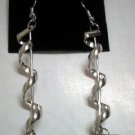 Swirl heart charm silver plated long dangle earring