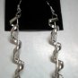 Swirl heart charm silver plated long dangle earring