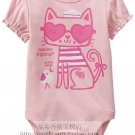 OLD NAVY  baby girl short sleeve pink cat cotton bodysuit