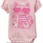 OLD NAVY  baby girl short sleeve pink cat cotton bodysuit