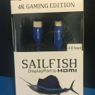 Sailfish HDMI Cable 2.0 cord 4K Gaming Edition display port Xbox One 10ft Blue Sailfish HDMI Cable 2.0 cord 4K Gaming Edition display port Xbox One 10ft Blue