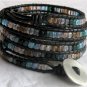 Genuine Leather Czech Glass Beads Wrap Bracelet
