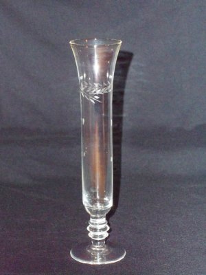 ETCHED GLASS FOOTED BUD VASE