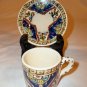 COLLECTIBLE DEMITASSE POTTERY HAND PAINTED CUP AND SAUCER