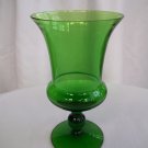 VINTAGE FOREST GREEN GLASS FOOTED VASE