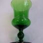 VINTAGE FOREST GREEN GLASS FOOTED VASE
