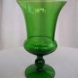VINTAGE FOREST GREEN GLASS FOOTED VASE