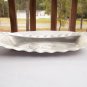VINTAGE STAMPED ALUMINUM BREAD TRAY WITH RUFFLED EDGES AND ROSE PATTERN IN BOTTOM