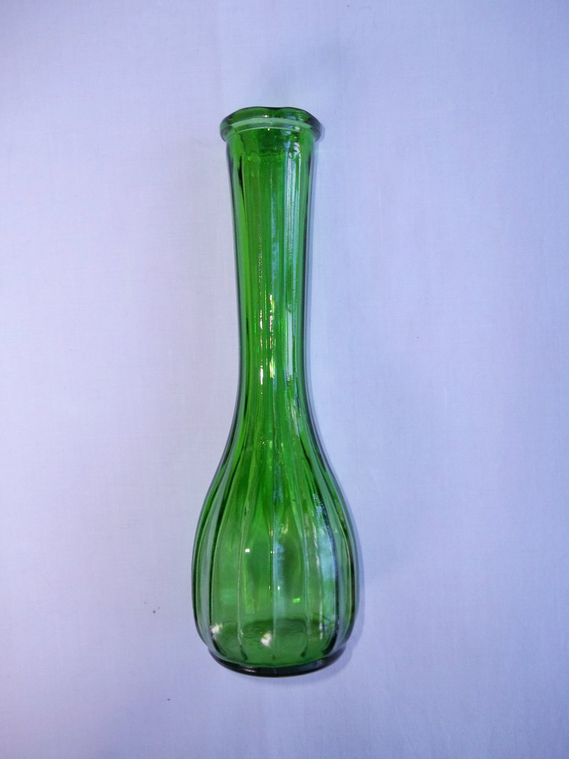 Vintage Forest Green Glass Bud Vase.