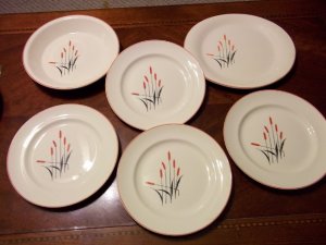 ANTIQUE RETRO 1950&acirc;��s SEARS & ROEBUCK CAT TAIL PLATES, PLATTER AND DEEP DISH PIE PLATE