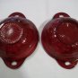 Two Vintage Ruby Red Tab Handle Berry Bowls