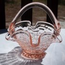 Vintage Peach Color Glass "Basket" Bowl with Handle