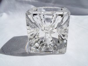 Glass Cube Candle Holder - Two Sides/Two Size Candles