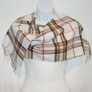 Soft 100% Cashmere Classic Plaid Tassel Scarf Shawl
