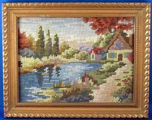 VINTAGE FRAMED NEEDLE POINT FROM 1942