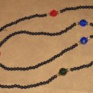 BLACK WITH RED & BLUE BEAD NECKLACE