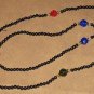 BLACK WITH RED & BLUE BEAD NECKLACE