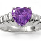 925 Sterling Silver Heart Gemstone Solitaire Ring Gemstone