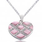 Silver Pink Shell & CZ White Pendant.