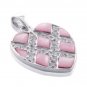 Silver Pink Shell & CZ White Pendant.