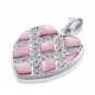 Silver Pink Shell & CZ White Pendant.