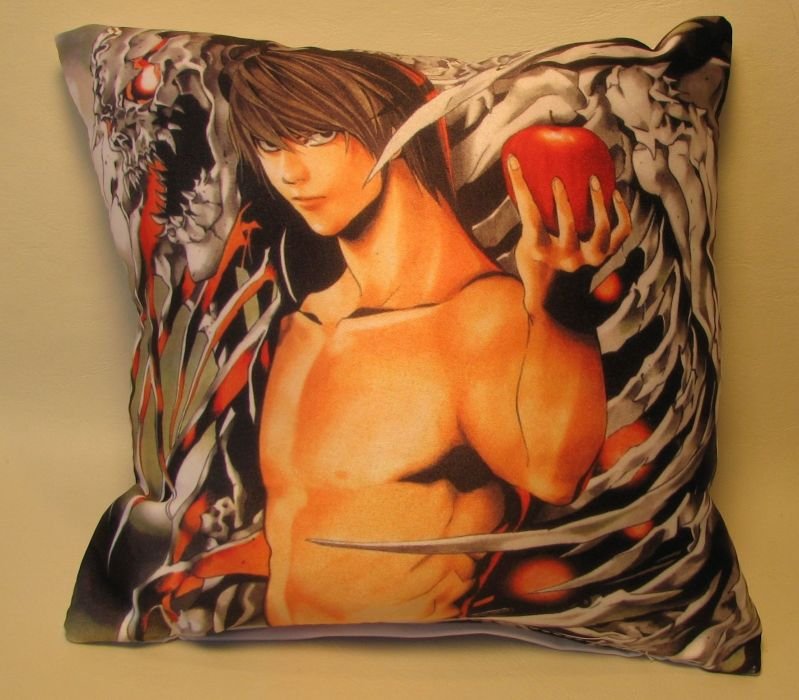 Death Note Pillow 8x8 Light Yagami holding apple