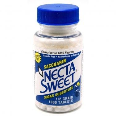1000-Tablet Bottle 1/2 Grain Necta Sweet Saccharin Tablets NectaSweet