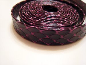 1 Meter ( 1 Yard ) of 8mm Leopard Line ( Purple Red ) Flat Leather Like Cord