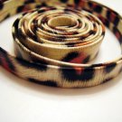 1 Meter ( 1 Yard ) of 6.5mm Leopard Line ( Cream Black Orange ) Flat Leather Like Cord
