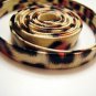 1 Meter ( 1 Yard ) of 6.5mm Leopard Line ( Cream Black Orange ) Flat Leather Like Cord