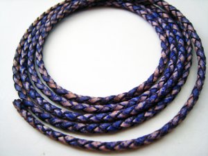 1 Meter ( 1 Yard ) of 2.5mm Antique Violet ( Purple ) Round Braided Bolo Leather Cord