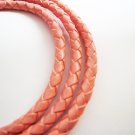 1 Meter ( 1 Yard ) of 4mm Light Pink Round Braided Bolo Leather Cord