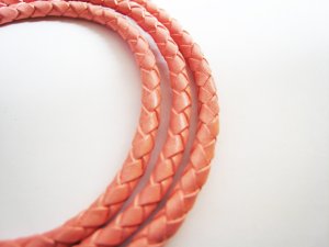 1 Meter ( 1 Yard ) of 4mm Light Pink Round Braided Bolo Leather Cord