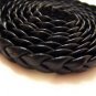1 Meter ( 1 Yard ) of 6mm Jet ( Black ) Flat Braided Leather Like Cord