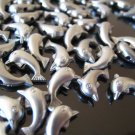 20 pcs Silver Lovely Little Dolphin Plastic Beads 12mm x 8mm