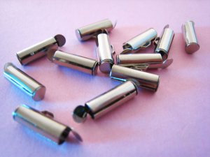 6 pcs Silver Plated Leather Crimps Nickel tube Fold Over Cord Ends For Leather 8mm x 4mm