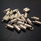 40 pcs Silver Leather Crimps Nickel Tone Fold Over Cord Ends For Leather 7mm x 2mm