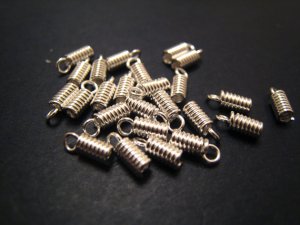 40 pcs Silver Leather Crimps Nickel Tone Fold Over Cord Ends For Leather 7mm x 2mm