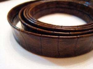 1 Yard of 20mm Leopard Line (Shinny Brown ) Lace Strap Genuine Flat Leather Like Cord