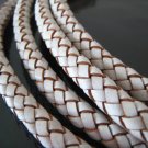 1 Yard of 9mm White Round Braided Bolo Leather Cord